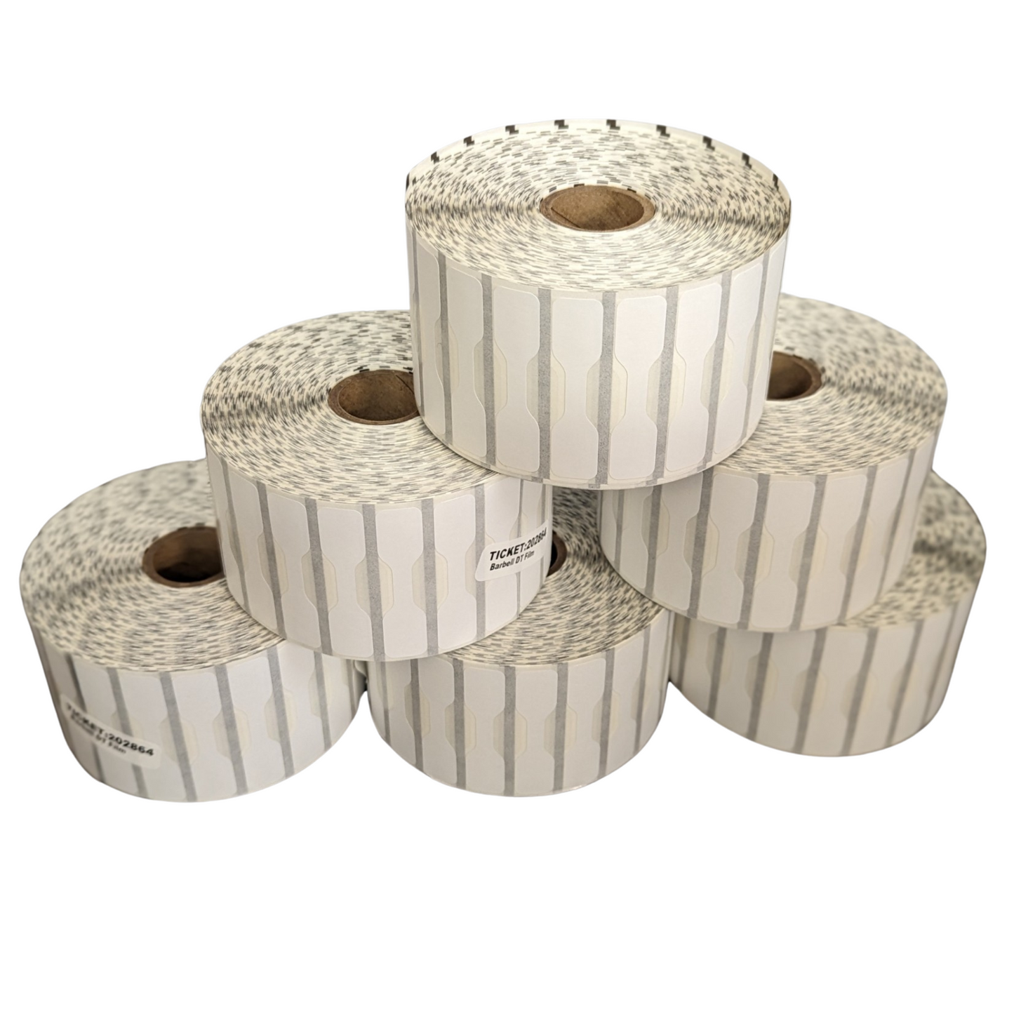 2.187" × 0.5" Direct Thermal Barbell Jewelry Labels – Box of 6 Rolls