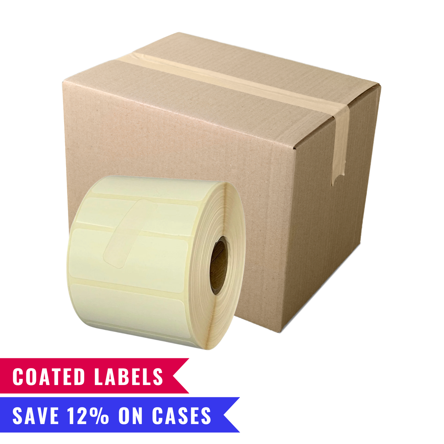 Premium 2.5" x 1" Coated Thermal Transfer Labels – Box of 12 Rolls