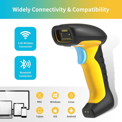 NETUM NT-1200 Industrial Bluetooth Barcode Scanner with Charging Dock – Wireless 2D/1D QR Reader