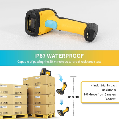 NETUM NT-1200 Industrial Bluetooth Barcode Scanner with Charging Dock – Wireless 2D/1D QR Reader