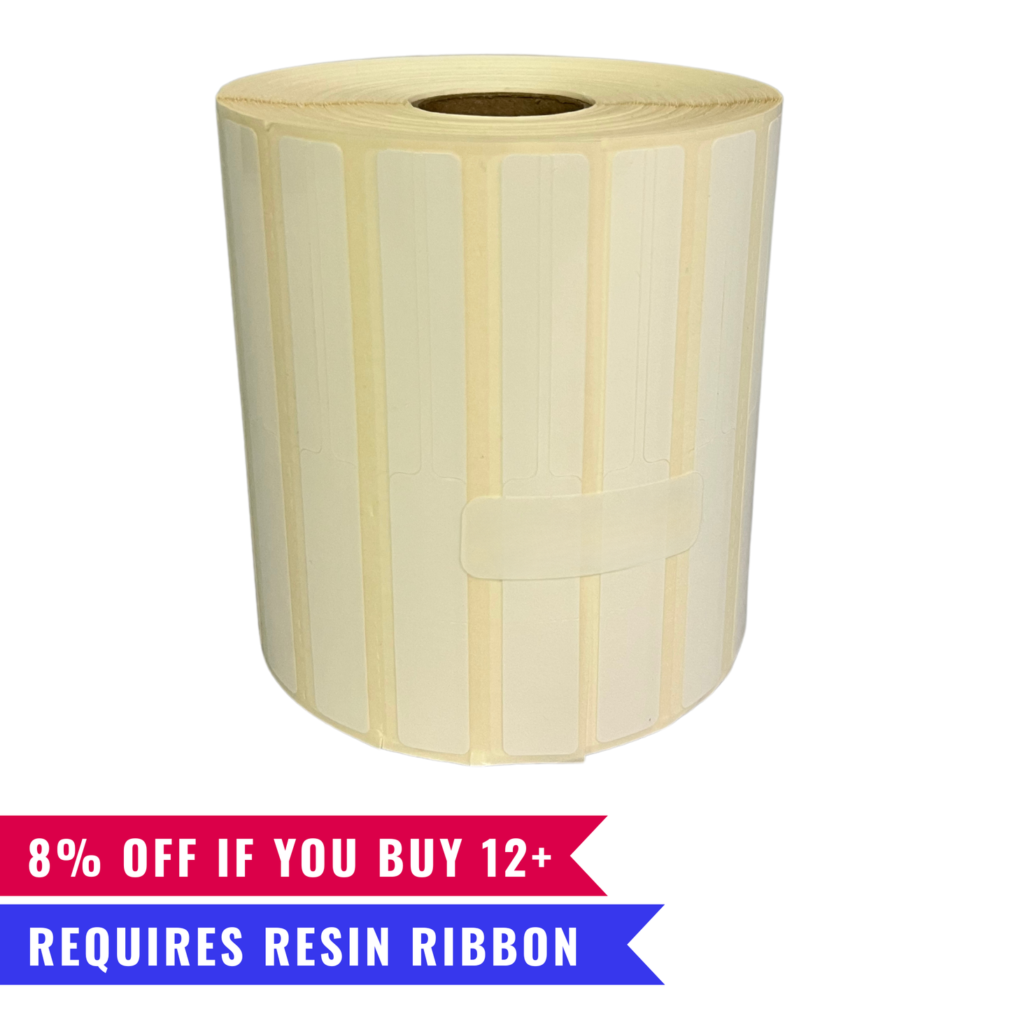 3.5" x .4375" Coated Thermal Transfer Rat Tail Jewelry Labels - Single Roll