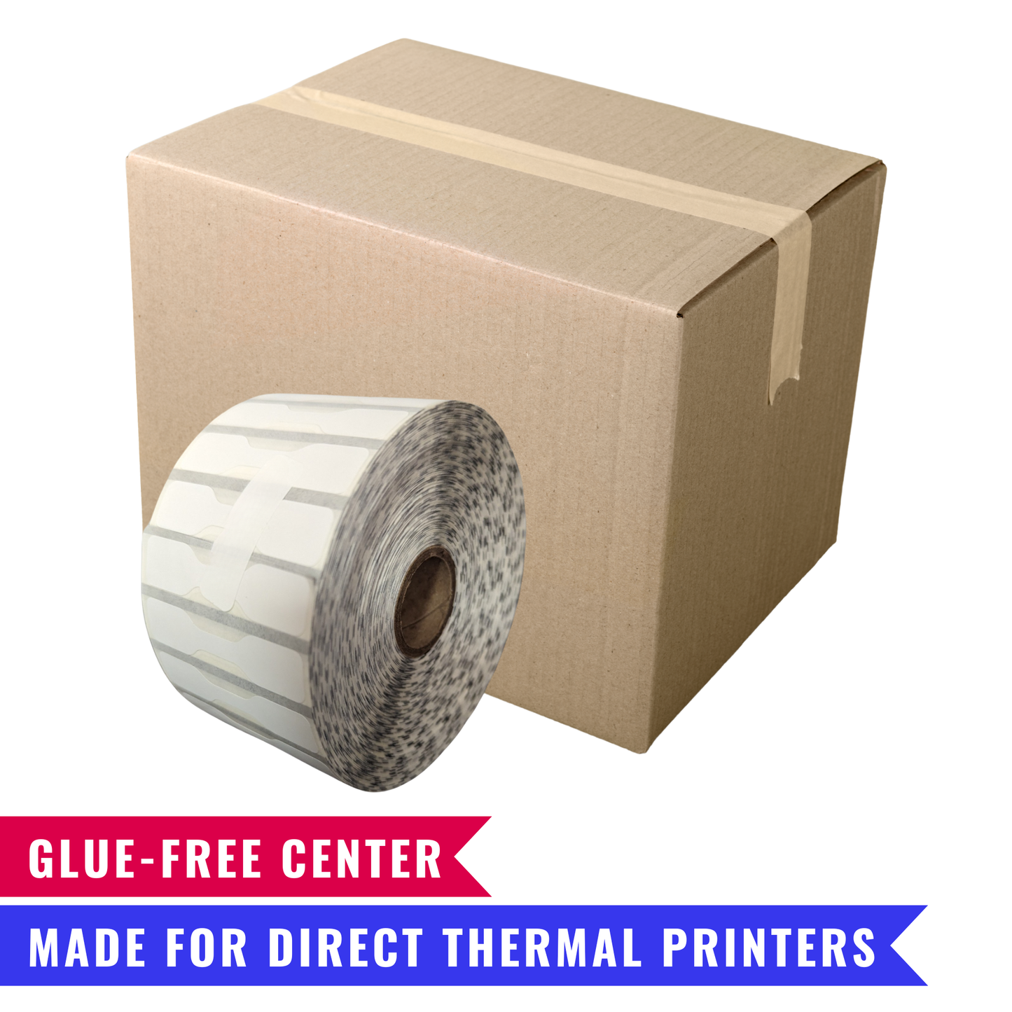 2.187" × 0.5" Direct Thermal Barbell Jewelry Labels – Box of 6 Rolls