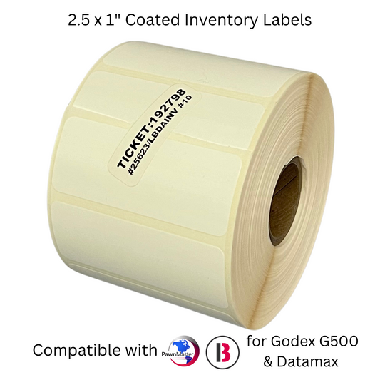 2.5 x 1" Coated Inventory Labels