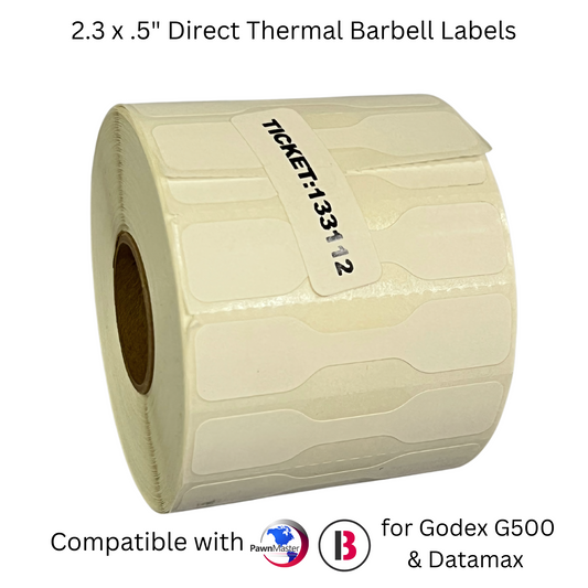 2.3 x .5" Direct Thermal Barbell Labels
