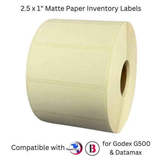 2.5 x 1" Matte Paper Inventory Labels