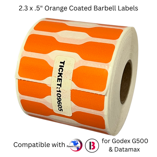 2.3 x .5" Orange Coated Barbell Labels