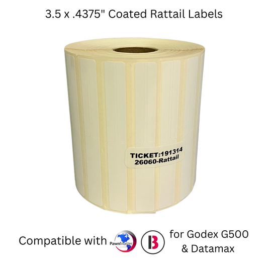 3.5 x .4375" Coated Rattail Labels