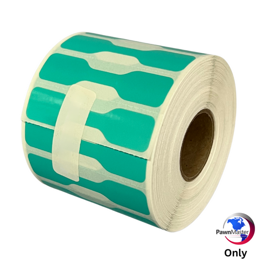 2.3 x .5" Teal Thermal Transfer Barbell Labels - Compatible with Godex Printer (Single Roll)