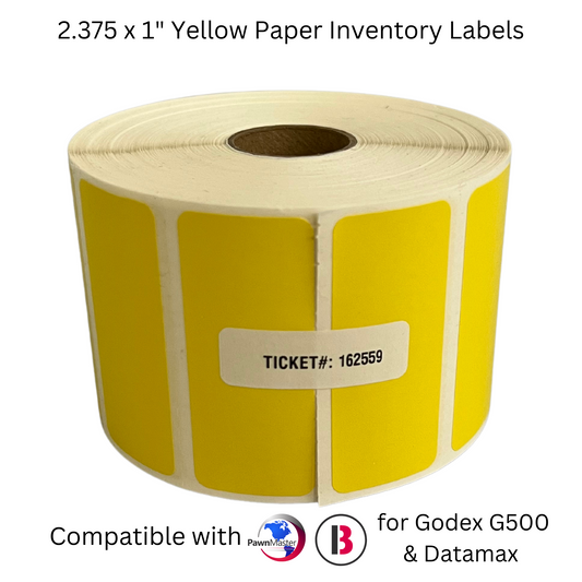 2.375 x 1" Yellow Paper Inventory Labels