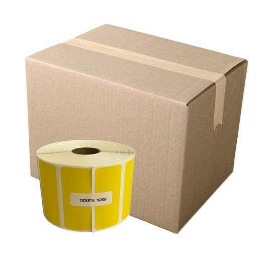 2.375 x 1" Yellow Thermal Transfer Paper Inventory Labels - Compatible with Godex Printer (12 Rolls/Box)